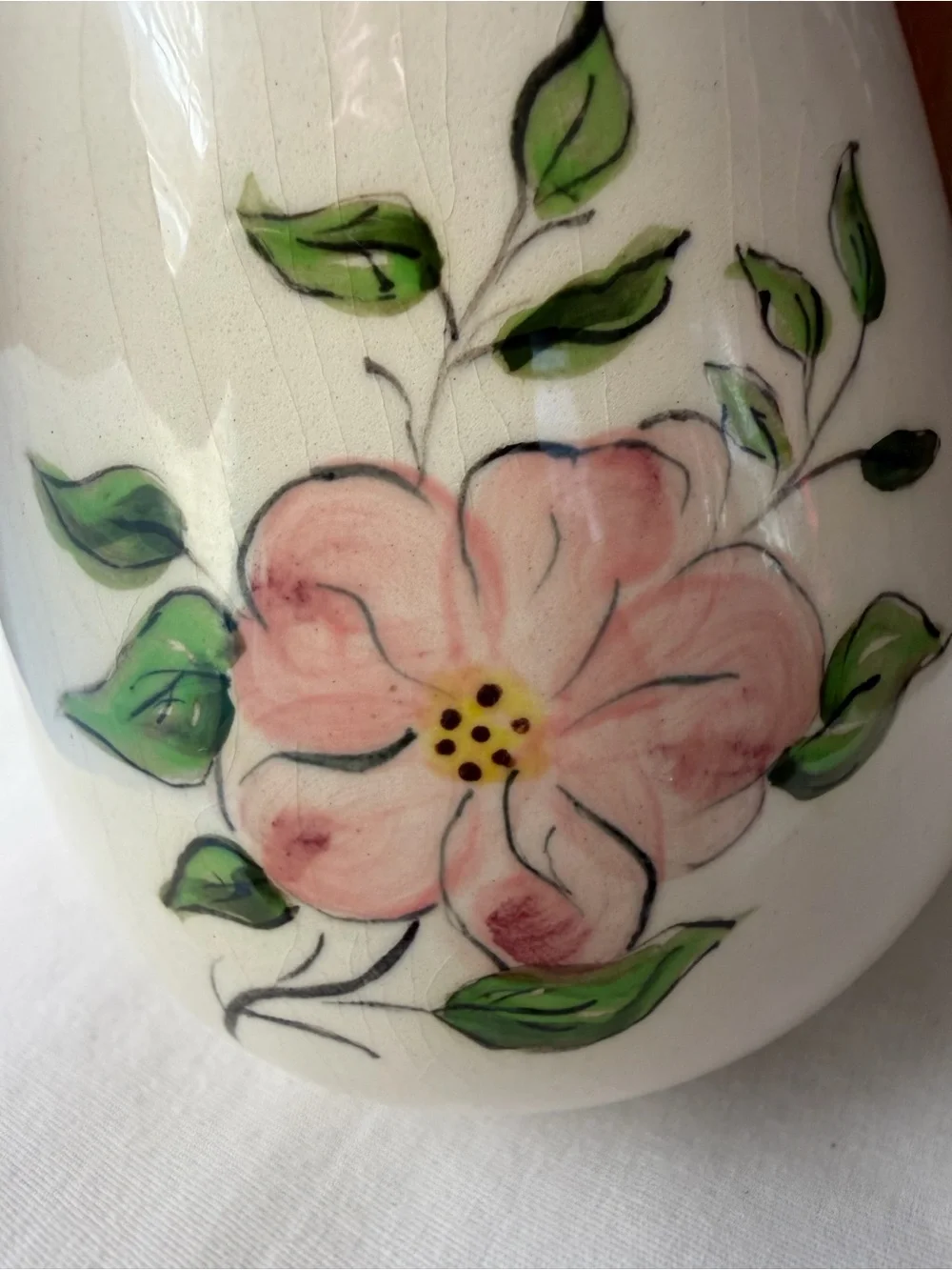 Vintage Signed Studio Pottery Bud Vase Pink Flower Handmade 1974